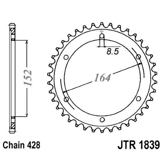 Reťazová rozeta JT JTR 1839-55 55T, 428